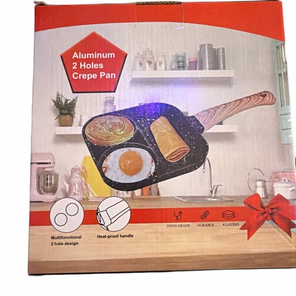 Aluminum 4-Hole Crepe Pan with Wood Handle - Picture 2 of 2